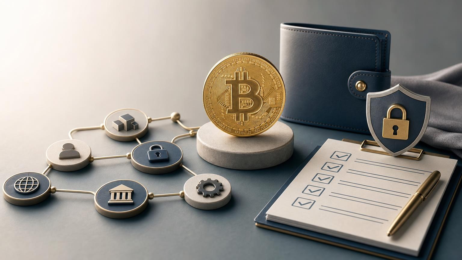 A beginner’s map of Bitcoin showing wallets, addresses, transactions, network confirmation, and blockchain verification